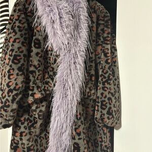 Steve Madden Animal Print Teddy Jacket with Soft Purple Accent